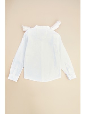 FullaModa %100 Pamuk Keten Görünümlü Erkek Çocuk Gömlek