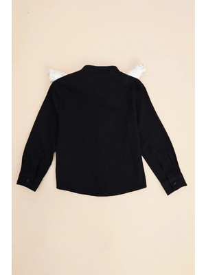 FullaModa %100 Pamuk Keten Görünümlü Erkek Çocuk Gömlek