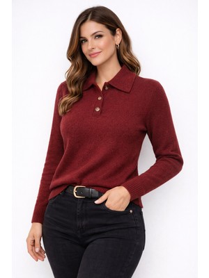 Modaplaza Kadın Polo Yaka Düğmeli Kazak 7036