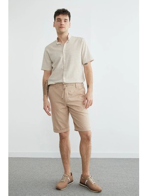 FullaModa Beli Bağlamalı Cepli Duble Paça Şort