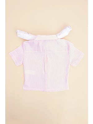 FullaModa Çizgili Düğmeli Kız Çocuk Gömlek