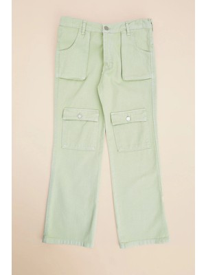 FullaModa Fermuarlı Kargo Cep Palazzo Kız Çocuk Pantolon