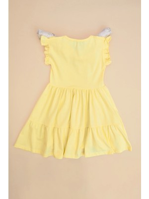 FullaModa Brode Detaylı Kolu Fırfırlı Kız Çocuk Elbise