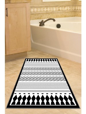 Özbience Kaymaz Taban Banyo Halısı Trend Modern Siyah M1273