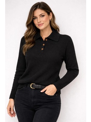 Modaplaza Kadın Polo Yaka Düğmeli Kazak 7036
