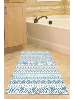 Özbience Lacivert Banyo Halısı, Kaymaz Taban, Pamuk, Şık ve Konforlu Tasarım