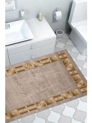 Özbience Kaymaz Taban Banyo Halısı Trend Modern 691M Camel, Şık ve Güvenli Kullanım