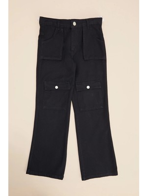 FullaModa Fermuarlı Kargo Cep Palazzo Kız Çocuk Pantolon