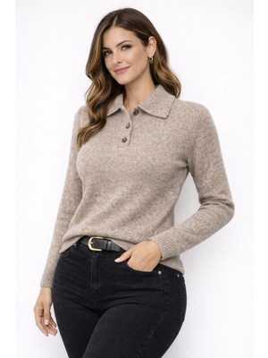 Modaplaza Kadın Polo Yaka Düğmeli Kazak 7036