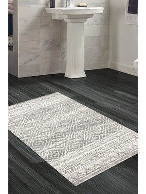 Özbience Kaymaz Taban Banyo Halısı Trend Iskandinav F5087 Gri