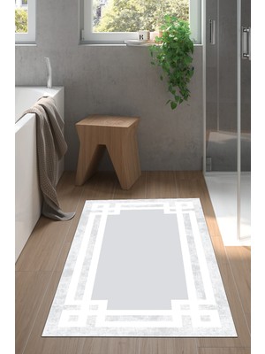 Özbience Kaymaz Taban Banyo Halısı Trend Modern 75X65 cm Gri