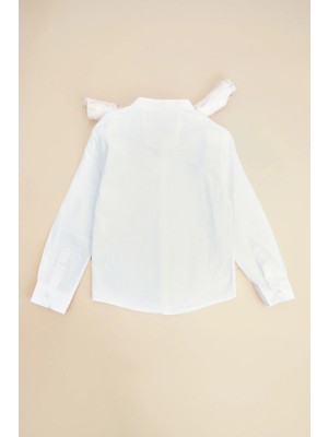 FullaModa %100 Pamuk Keten Görünümlü Erkek Çocuk Gömlek