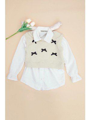 FullaModa Fiyonklu Süveterli Kız Çocuk 2 Li Takım