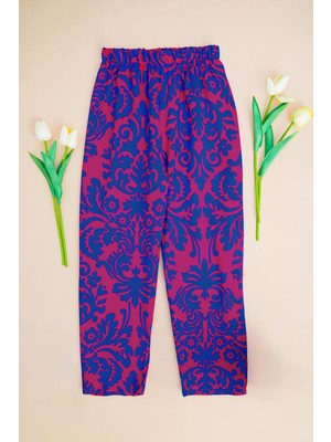 FullaModa Desenli Beli Lastikli Kız Çocuk Pantolon