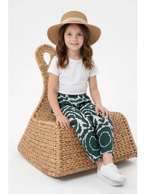 FullaModa Desenli Beli Lastikli Kız Çocuk Pantolon