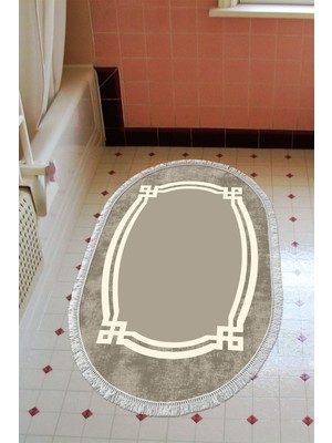 Özbience Eko Trend Djt Banyo Paspası Yıkanabilir Kaymaz Taban 657M Oval Camel