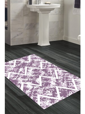 Özbience Kaymaz Tabanlı Banyo Halısı, Trend Mor Renk, Konfor ve Güvenlik Sağlar