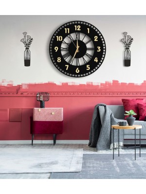 Hype Store Aswood Modern Tablo Setli Ahşap Vıp Dekoratif Duvar Saati