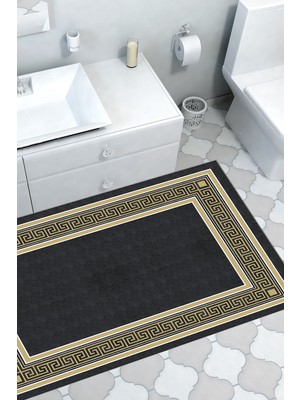 Özbience Modern Siyah Banyo Halısı, Kaymaz Taban, Şık ve Dayanıklı M5140