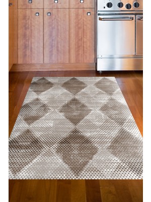Özbience Kaymaz Taban Mutfak Halısı Yıldız Desenli Kahve Renkli F5131