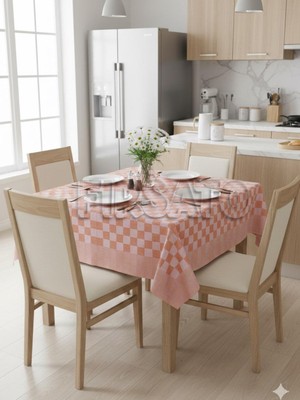 Özbience Damalı Kenar Bordürlü Masa Örtüsü 140X140 Cm, Sofra ve Piknik Için Şık Seçim