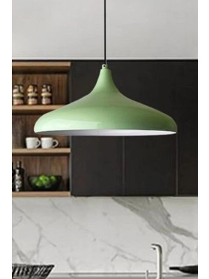 Özbience Fıstık Yeşili Metal Sarkıt, Modern Salon ve Mutfak Avizesi 36 cm