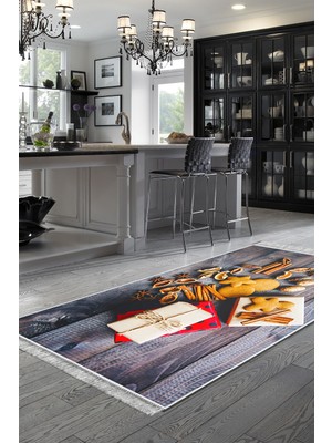 Özbience Renkli Kaymaz Tabanlı Yıkanabilir Mutfak Halısı, Eko Trend Djt F5061