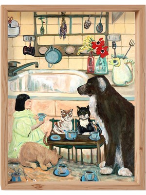 Özbience El Yapımı Ahşap Çay Temalı Duvar Tablo, Ev ve Salon Dekorasyonu Için Perfect