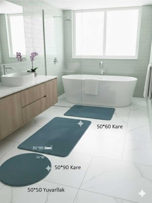 Özbience Yumuşak Pelüş Halıdan Oluşan Şık Banyo Paspası Takımı