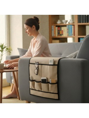 Özbience 6 Cepli Koltuk Yanı Organizer, Silinebilir Vinleks Deri, 80X40CM