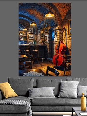Özbience Tarihi Mahzen ve Enstrüman Temalı Dekoratif Kanvas ve Mdf Tablo