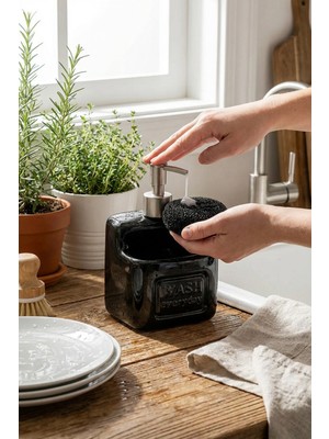 Özbience Şık ve Pratik Siyah Seramik Sıvı Sabunluk 500 ml