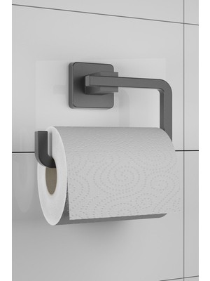 Özbience Modern Kare Mat Siyah Paslanmaz Tuvalet Kağıtlığı