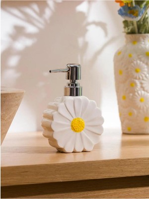Özbience Çiçek Desenli Seramik Sıvı Sabunluk, Şık ve Dayanıklı Tasarım