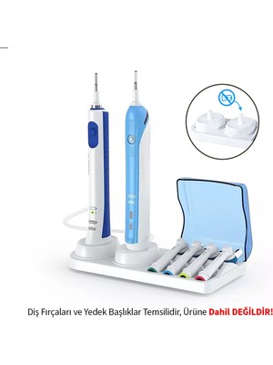 Özbience Şarjlı ve Pil Li Diş Fırçası Tutucu Stand + 2 Kapak, Hijyenik Kullanım