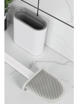 Katilus Beyaz Renk Klozet Temizleme Fırçası Bükülebilir Silikon Wc Klozet Fırçası