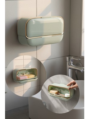 Özbience Iki Bölmeli Fayanslı Kapaklı Modern Sabun Kutusu, Şık ve Pratik Kullanım