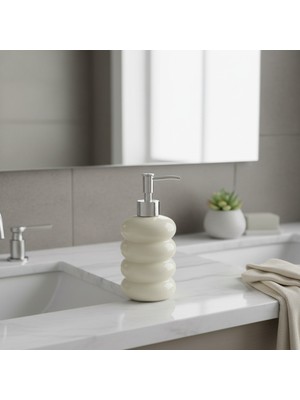 Özbience Beyaz Bubble Tasarımlı Sıvı Sabunluk, Şık ve Kullanışlı Ev Aksesuarı