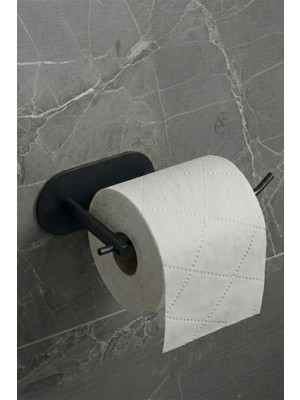 Özbience Paslanmaz Çelik Siyah Tuvalet Kağıtlığı, Yapışkanlı, Şık ve Kullanışlı