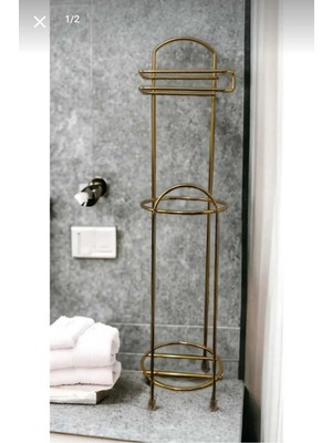 Özbience Şık Yuvarlak Çok Amaçlı Wc Kağıtlık, Gold Renkli, Modern Tasarım