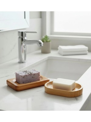 Özbience Ahşap ve Bambu Seti, Şık Lavabo Sabunlukları, Doğal ve Kullanışlı Ürünler