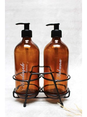 Özbience Amber 500ML Siyah Pompalı Standlı El ve Bulaşık Sabunluk