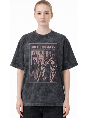 Sevbano Arctic Monkeys Müzik Grubu Baskılı Unisex Oversize Eskitme Yıkamalı Tişört