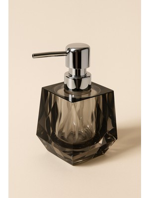 Özbience Kristal Görünümlü Gümüş Pompalı Sıvı Sabunluk, Şık Banyo ve Mutfak Aksesuarı