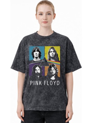 Sevbano Efsane Pink Floyd Müzik Grubu Baskılı Unisex Oversize Eskitme Yıkamalı Tişört