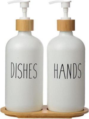 Özbience Beyaz Bambu 2'li Sıvı Sabunluk Seti, Şıklık ve Fonksiyon Bir Arada