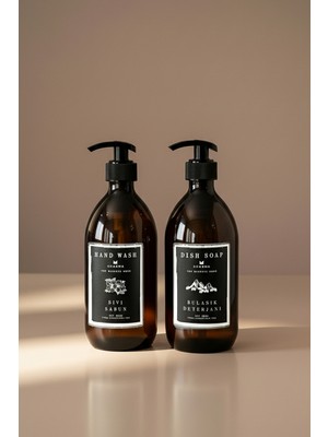 Özbience 2’li Dispenser Seti, 500 ml Sıvı Sabun ve Bulaşık Deterjanı Şişesi