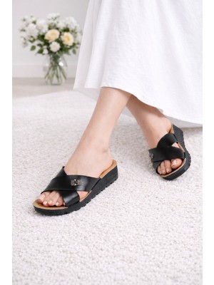 Ghattix Kadın Çapraz Dolgu Topuk Günlük Terlik