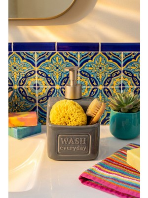 Özbience Şık ve Pratik Seramik Sıvı Sabunluk Deterjanlık Gri 500 ml