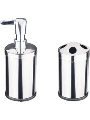 Özbience Paslanmaz Krom Sıvı Sabunluk ve Fırçalık Seti, Şık ve Dayanıklı